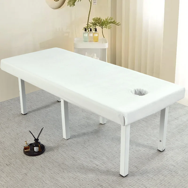 Solid Color Beauty Salon Massage Bedspread Plush Bed Cover Massage Bedsheet Spa Treatment Bed Sheet with Face Hole