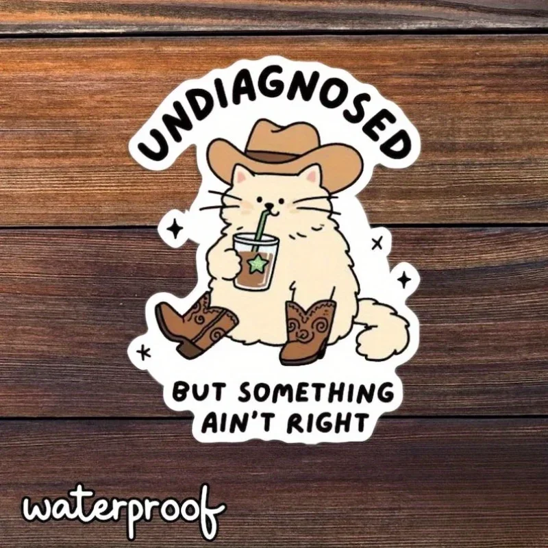 

1 шт. виниловые наклейки с котом «Неизвестно, что случилось, но что-то не так», забавные водонепроницаемые глянцевые самоклеящиеся наклейки