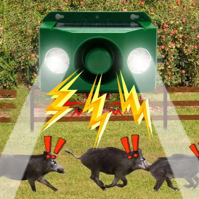 

Scare Wild Boar Repellent Loud Dog Barking Solar Warning Lights Nighttime Flash Artifact Beast Repellent With Loud Volume