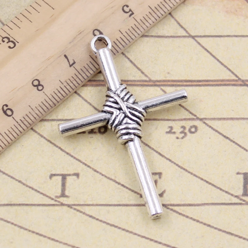 5pcs Charms Winding Rope Cross 49x32mm Tibetan Silver Color Pendants Antique Jewelry Making DIY Handmade Craft