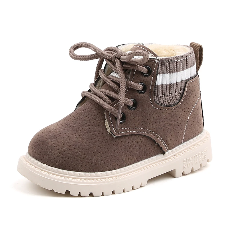 Bottes de course en cuir coordonnantes pour enfants, chaussures décontractées pour garçons, chaussures de sport souples pour filles, mode automne et hiver, 21-30