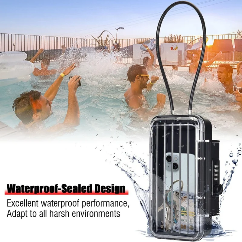 Lock Box, Phone Lock Box, Security Lock Box, Transparent Outdoor Waterproof Travel Safe,Password Beach Box Durable ,Transparent