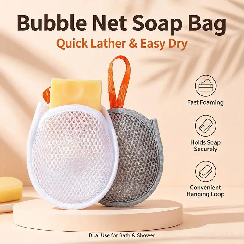 8Pcs Foaming Soap Bag Net Mesh Massage Exfoliator Pouch Bathing Bubble Maker Cleaning Tool