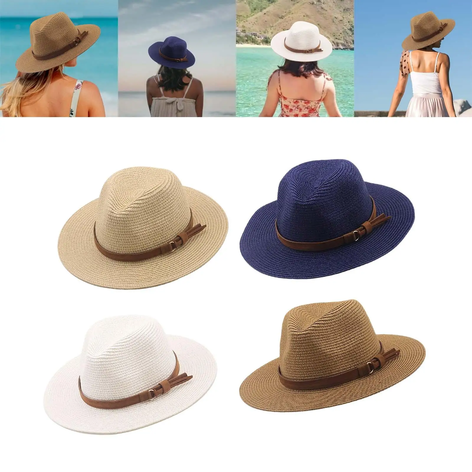 

Women Men Straw Hats Panama Sunhats Protective Girls Bohemia Wide Brim Sun