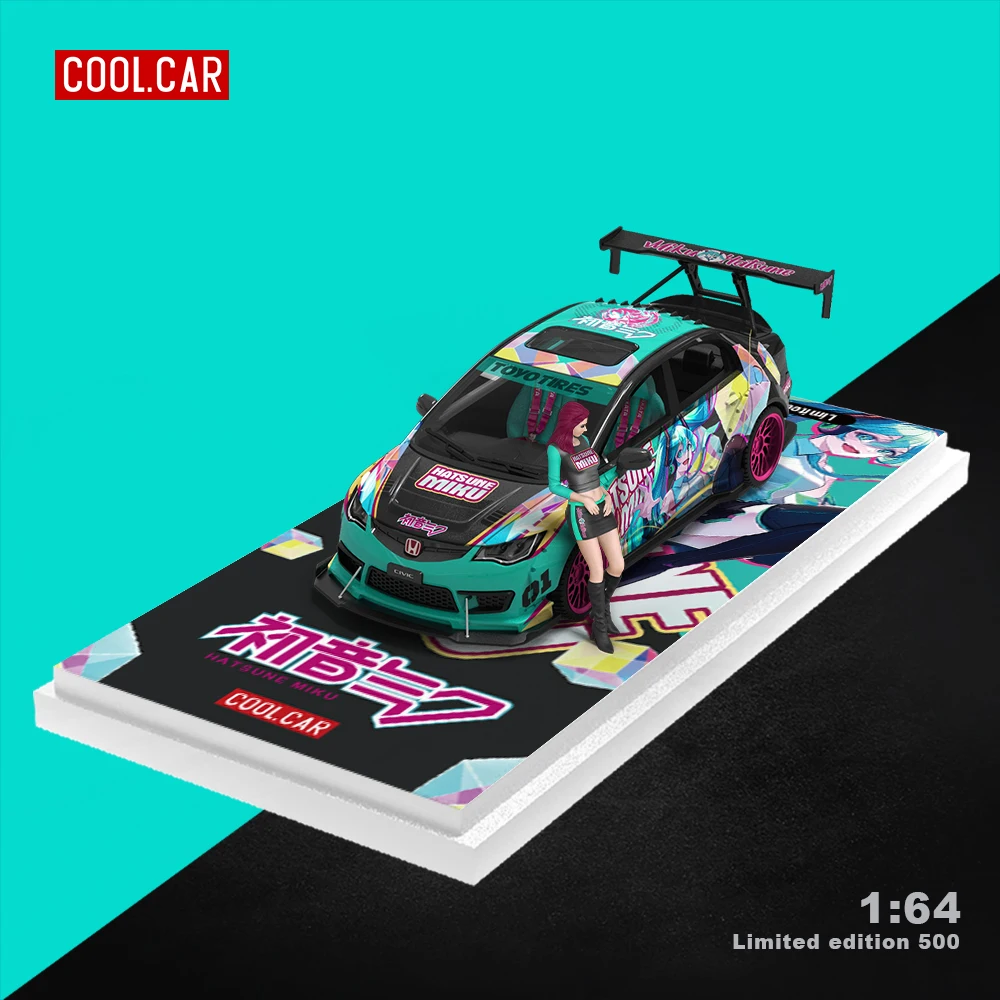 

CoolCar 1:64 Honda Civic wide body anime theme painted alloy car model