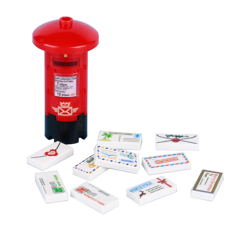 MOC Stadt Haus Lieferung Boxen Bausteine Street View Paket Post Briefkasten Brief DIY Gedruckt Ziegel Freunde Spielzeug Geschenke