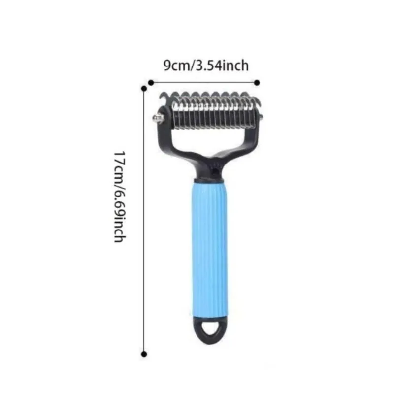 Double‑Sided Pet Detangling Comb Stainless Steel Dog Grooming Tool for Removing Mats Tangles and Loose Undercoat Hair
