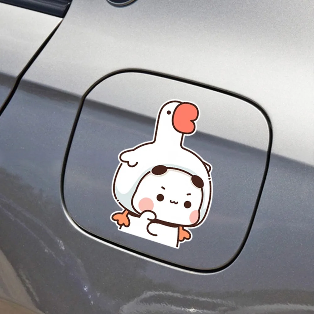 Kawaii Cartoon Couple Bear Sticker Bubu Dudu Waterproof Car Decal Decor Body Stickers Shielding Scratches Electric Moto Modified
