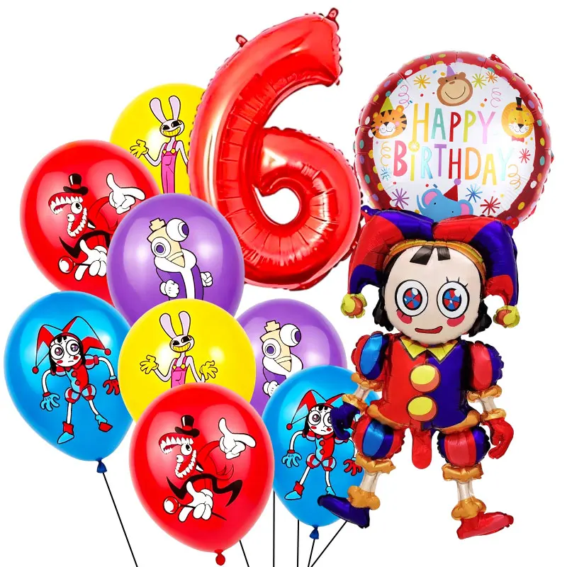 The Amazing Digital Circus Geburtstagsdekoration Tischgeschirr Becher Teller Servietten Ballon-Set Banner Hintergrund Geschenktüten Party-Zubehör – Detail 23