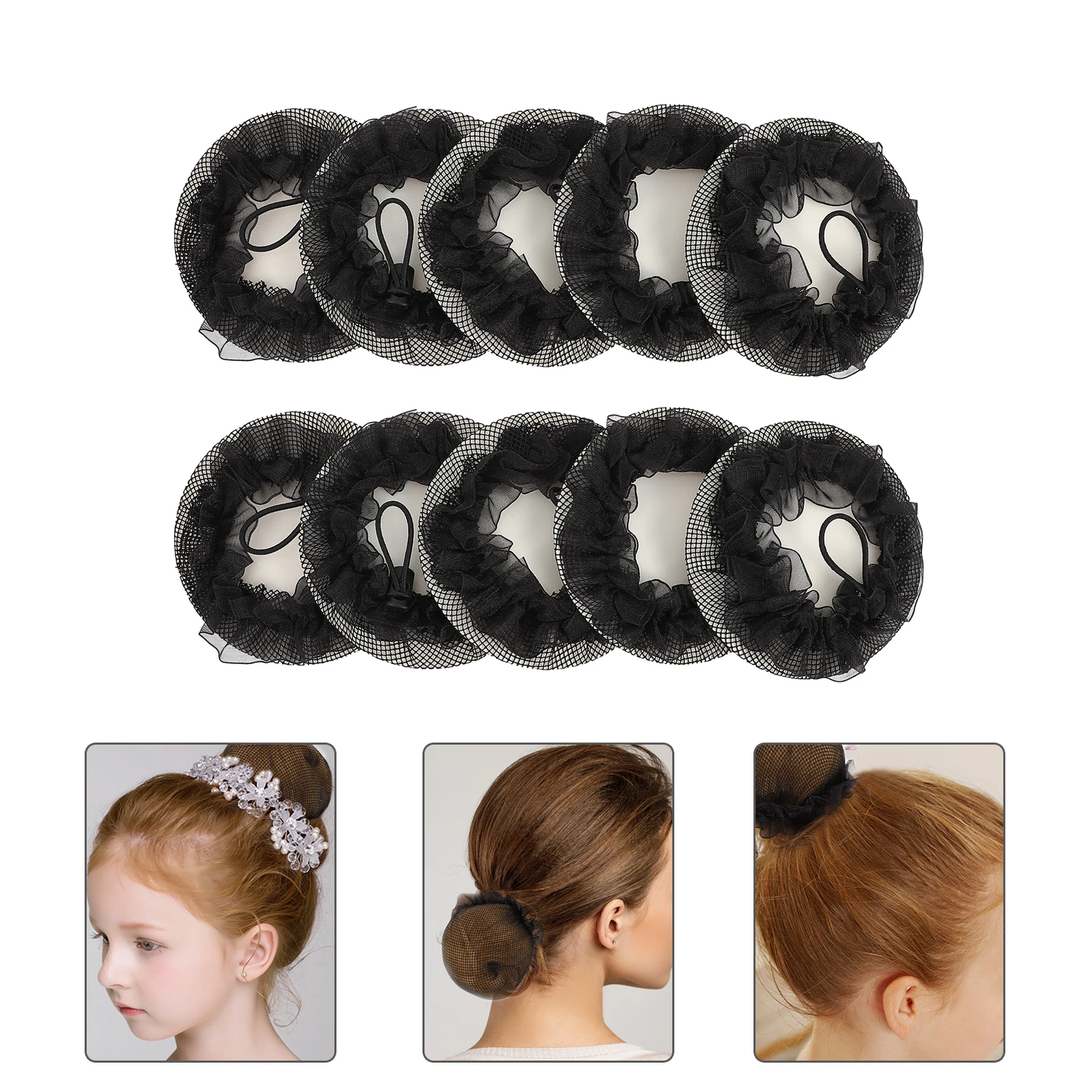 

10pcs Hair Snood Elastic Mesh Bun Cover Women Dancer Hair Accessories Snood Net Hairnets Face Wash Easy Wear Clean Tidy