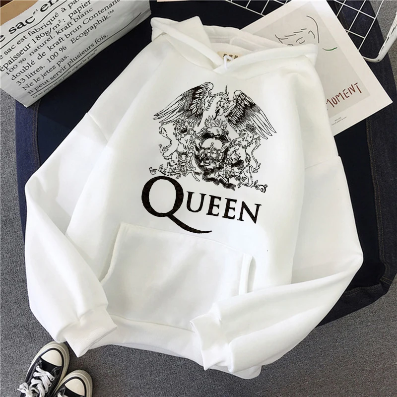 Queen Band Hoodie Women Harajuku Fashion Hoodies Streetwear Freddie Mercury Print Funny Graphic Sweatshirt Female 90s