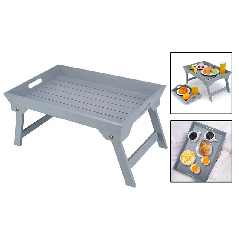 Outdoor Folding Table,Wooden Lazy Dormitory Bed Laptop Small Table,Tray Camping Picnic Portable Thickened Desk Easy To Use White