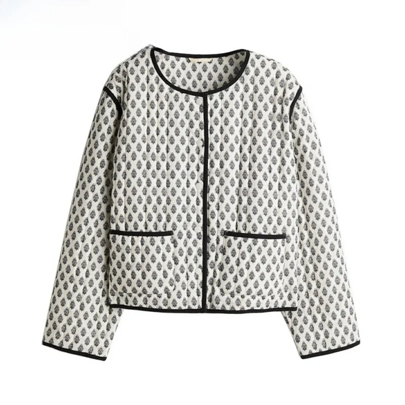 

Women's Cotton Blend round Ne Jaet Autumn Winter New Sle Single Button Embellied Design Long Sve Comfortable Fit