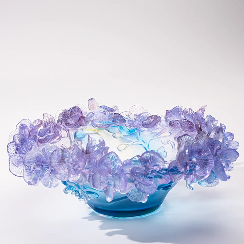 %W# Fashion Dinner Plate Living Room Seat Decoration Fruit Crystal Salad Bowl High-end Fruit Glass Bowl