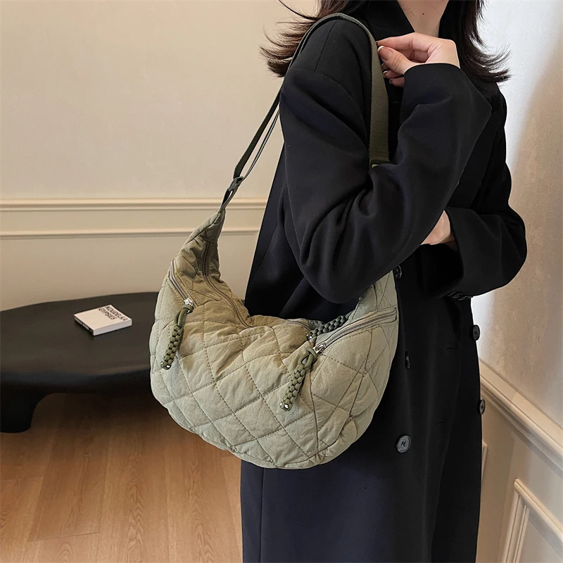 Tiptoegirls Winter Hobo Women Shoulder Bag Light Casual Simple Woman's Bag Commuting Shoulder Popular Solid Soft Fabric Lady Bag image 2