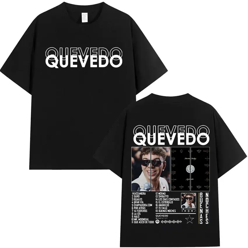 Rapper QUEVEDO Tour 2024 Graphic T Shirt Men's Retro High Quality Fashion T-shirts Man Retro Oversized Cotton T-shirt Streetwear image 3