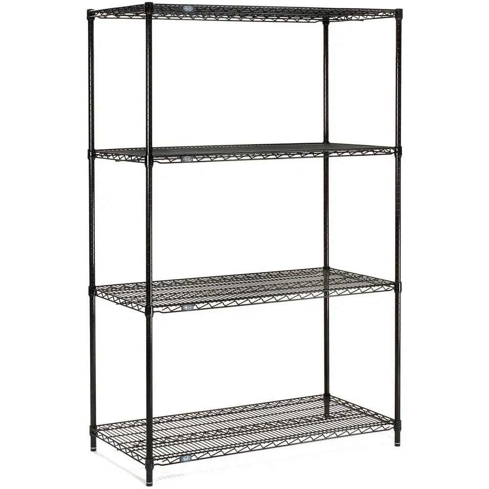 

Commercial 4-Tier Wire Shelving, 24x48x63, NS Listed, Black Epoxy Finish
