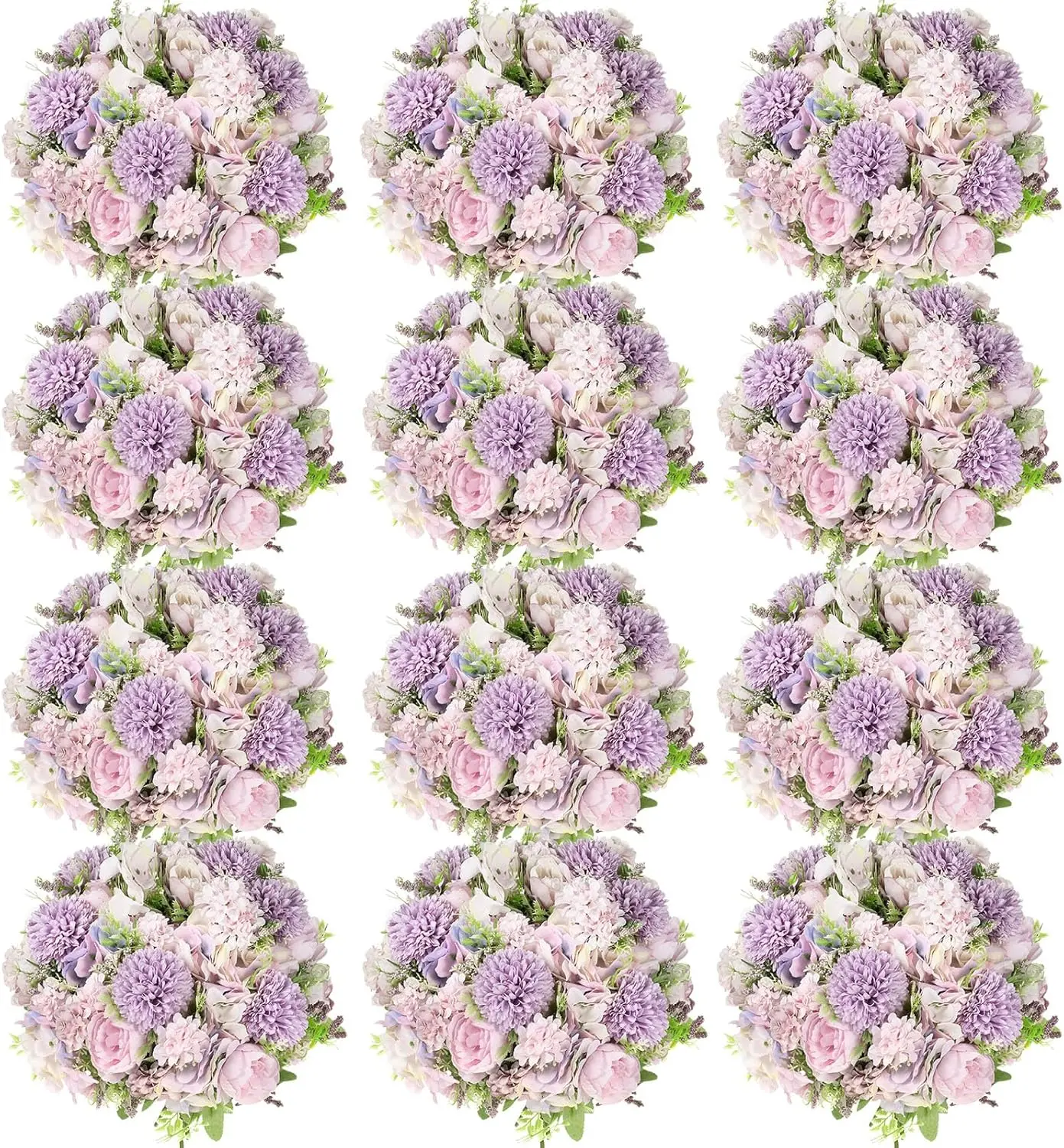 

Букет из светло-фиолетовых шелковых пионов и гортензий - 12 пучков для свадебного декора стола и цветочных композиций