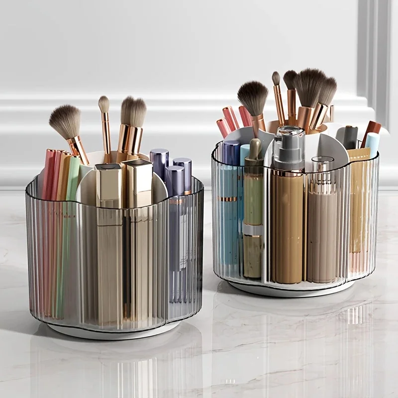 360 °   หมุนผู้ถือแปรงแต่งหน้าที่ถอดออกได้ 6 กริดกล่องเก็บเครื่องสําอางรอบ Revolving แปรงแต่งหน้าเครื่องมือกล่อง