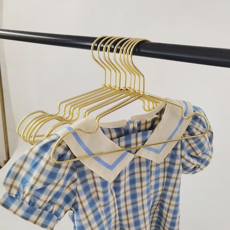 10pcs Children Clothing Hanger with Non-Slip Grooves Metal Hanger for Girls Boys Shirts Skirts Coats