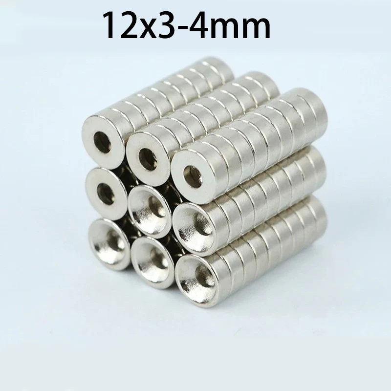 10/20/50pcs 12mm X 3 Pre-Drilled Magnets with 4mm Center Hole for Bolt Assembly And Machinery Fixing