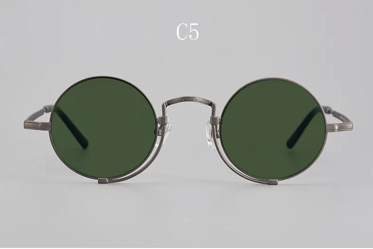 Vintage Puur Titanium Cirkelvormige Uv400 Gepolariseerde Zonnebril Met Prachtig Gesneden Patroon Frame, Anti Reflecterende 45Mm Bril
