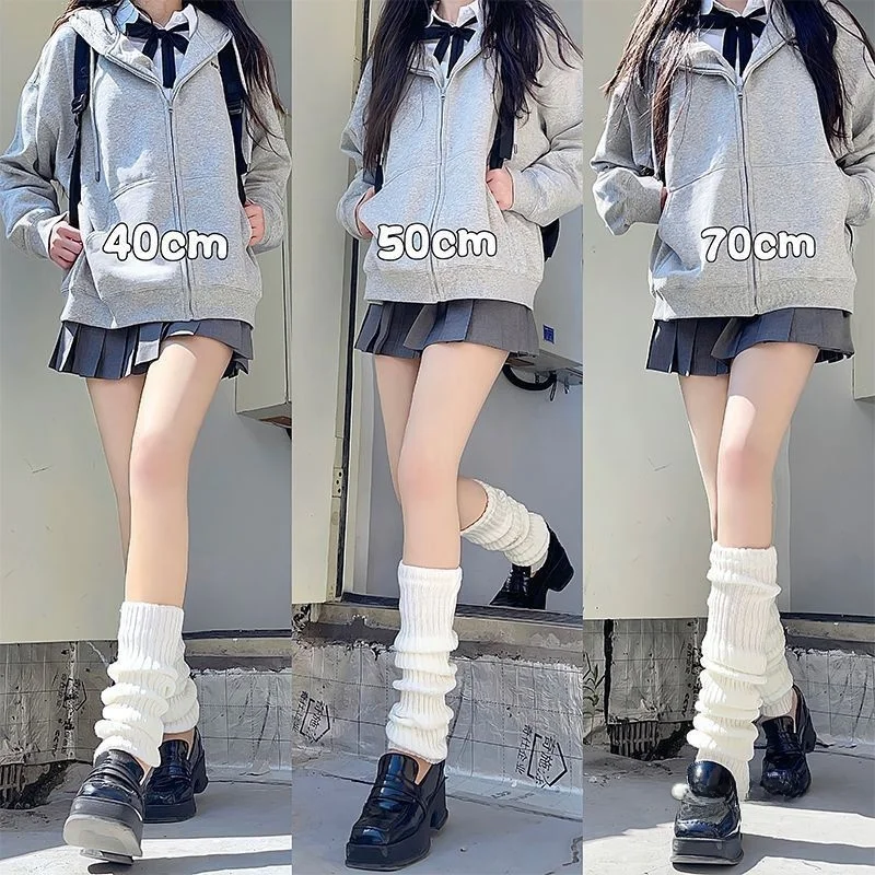 暖かいニットロングチューブソックス女性の膝プロテクター秋冬熱保護ストッキング-y2k-スタイル家庭用保護具