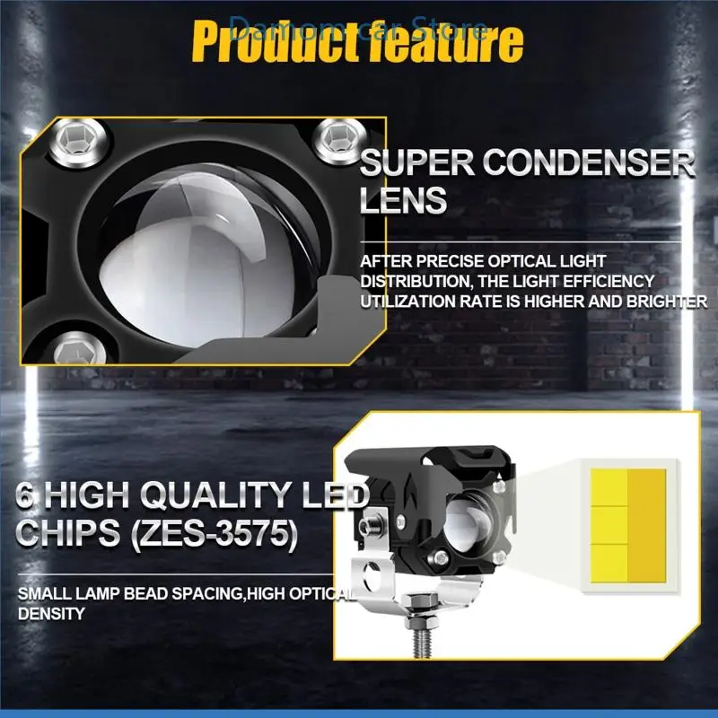 

A2UC Double Color Motorcycle Headlight Working Motorbike Tractor LED Fog Lamp LED Scooter 3000LM 9-36V