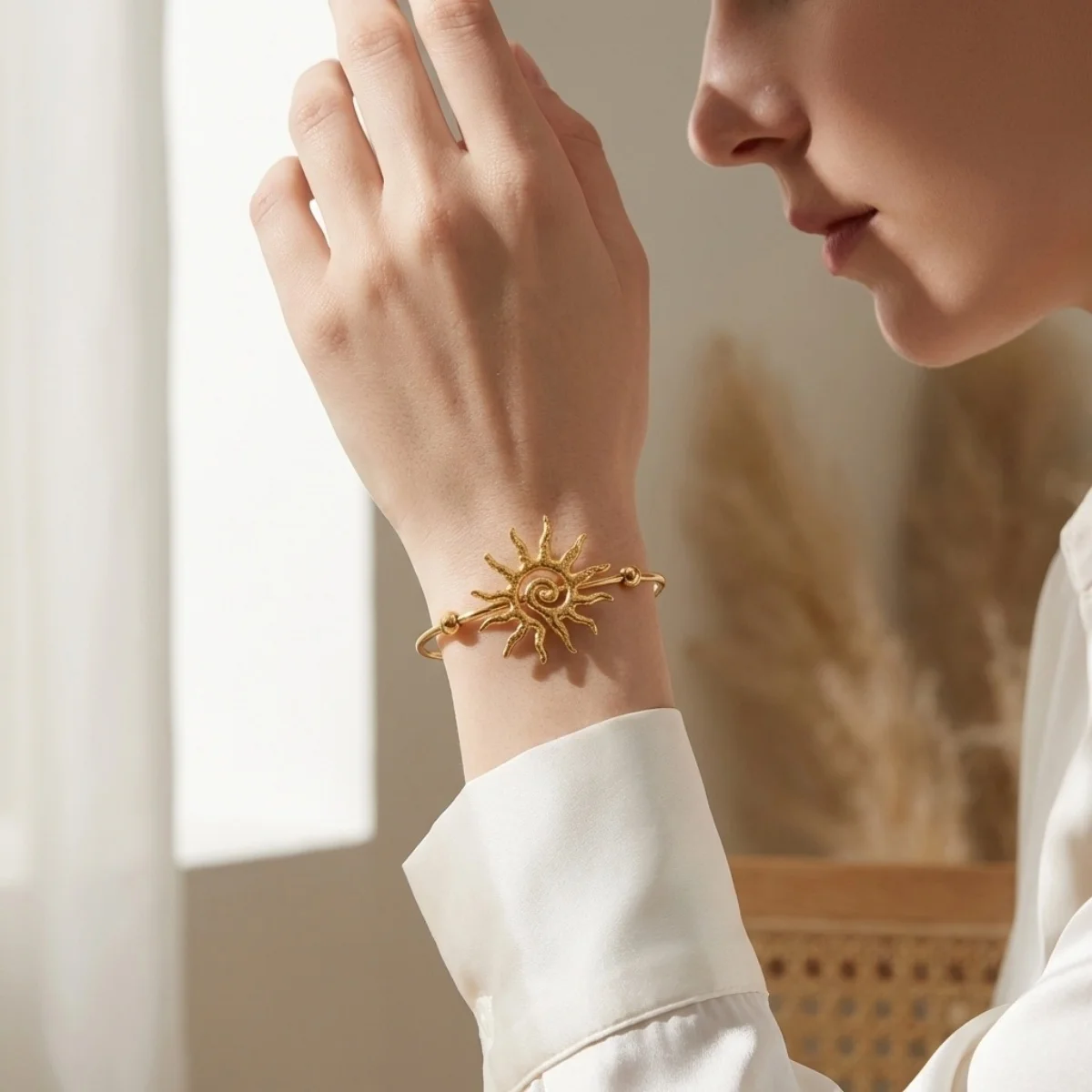 Einfache Edelstahl-Sonnenarmbänder für Damen und Herren, Gänseblümchen-, Muschel-, Spiral-, Oktopus-, Schildkröten-Armreif, Ozean-, Strand-, Urlaubsschmuck – Detail 8