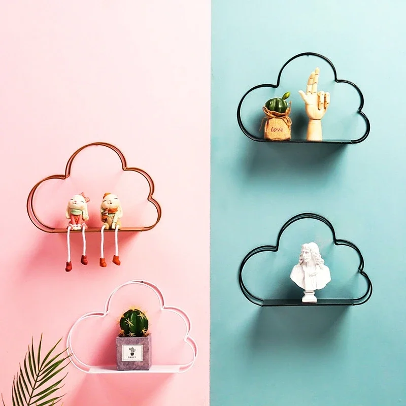Estante de pared hierro estilo europeo diseño nube sin perforaciones - imagen 4