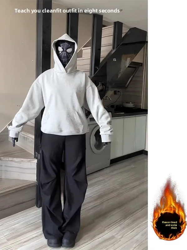 

Стильные мужские зимние брюки Cleanfit с флисовой подкладкой, утолщенные, в американском стиле, прямого кроя, однотонные, повседневные