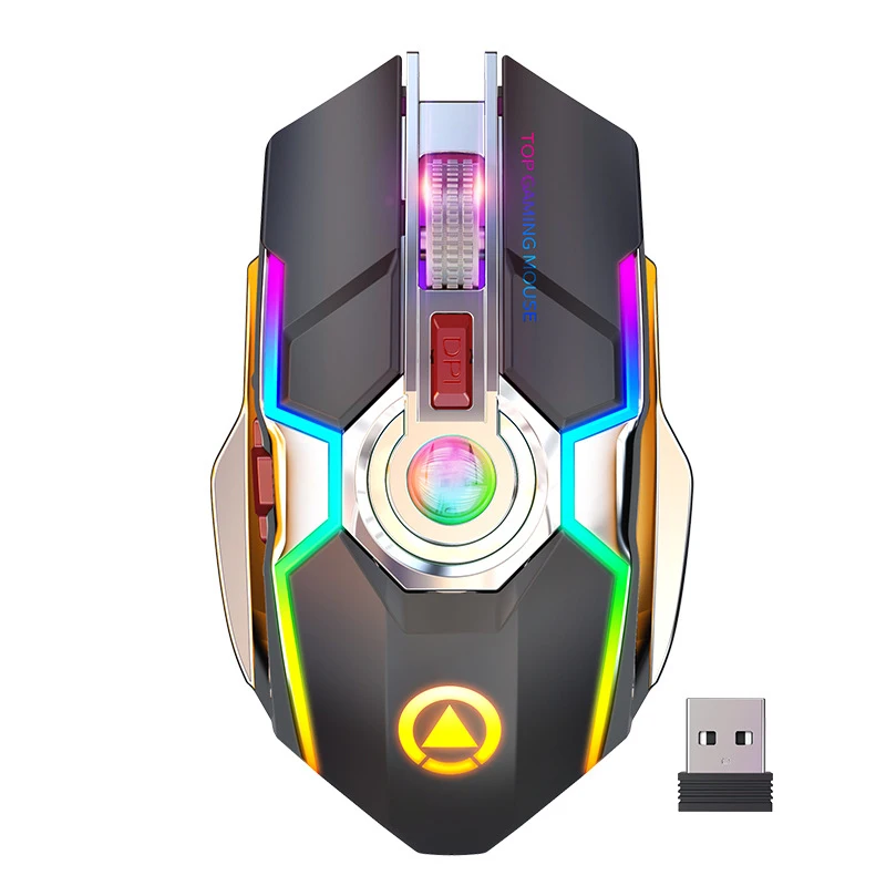 Wireless Gaming Mouse 2.4G USB 7Buttons 1600DPI RGB Backlit Rechargeable Gamer Silent Mouse Gamer Mute Mice for PC Laptop