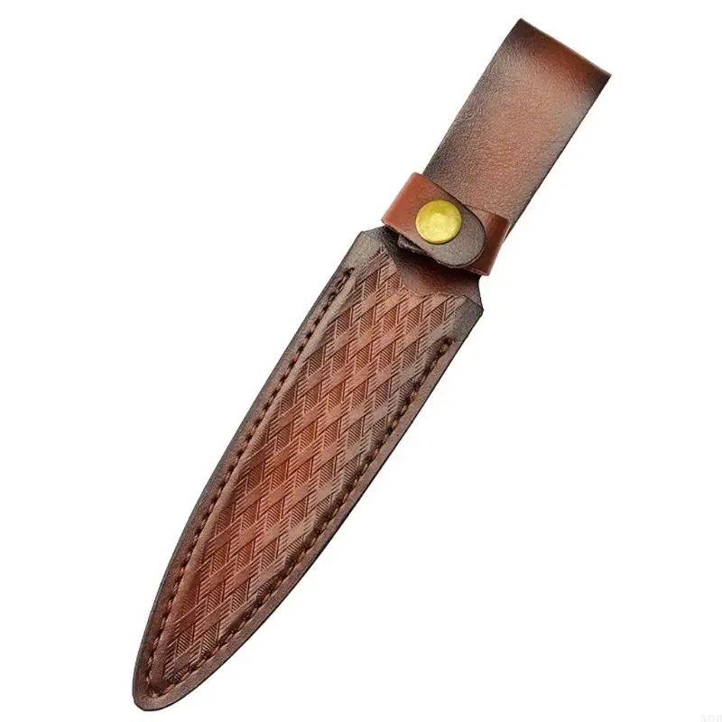 Brown Leather Sheath for Outdoor Carry, Fixed Blade Cover for Camping, Hiking, Small Blade Storage, 1 Piece Field Use Daily M4YD