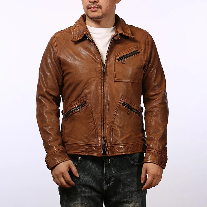 PIN850 Asian Size Super Top Quality Genuine Goat Leather Classic Durable Sheep Stylish Jacket