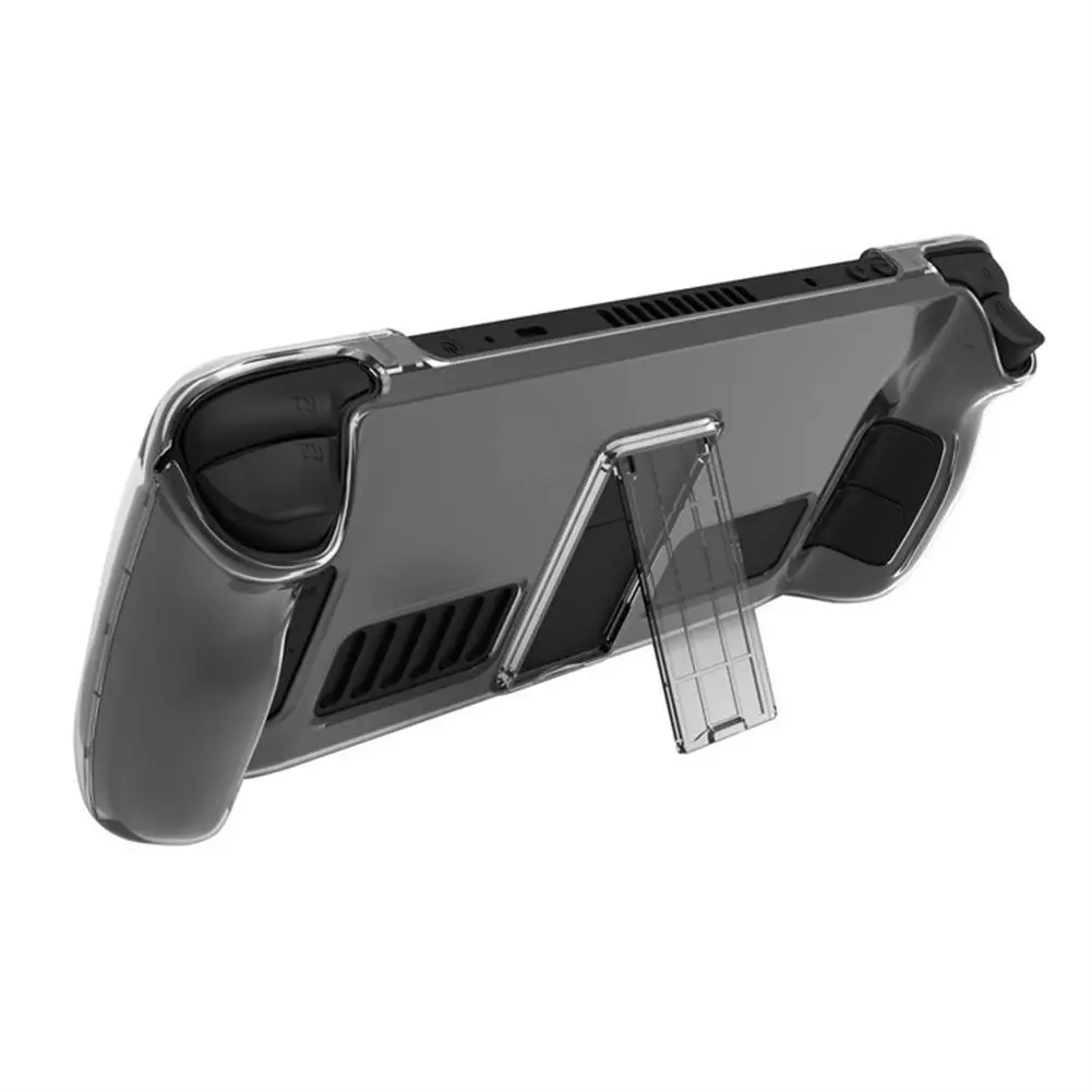 Casing Pelindung Keras untuk Steam Deck Cangkang Kristal Split Transparan dengan Stand untuk Konsol Game Steam Deck Aksesori Game
