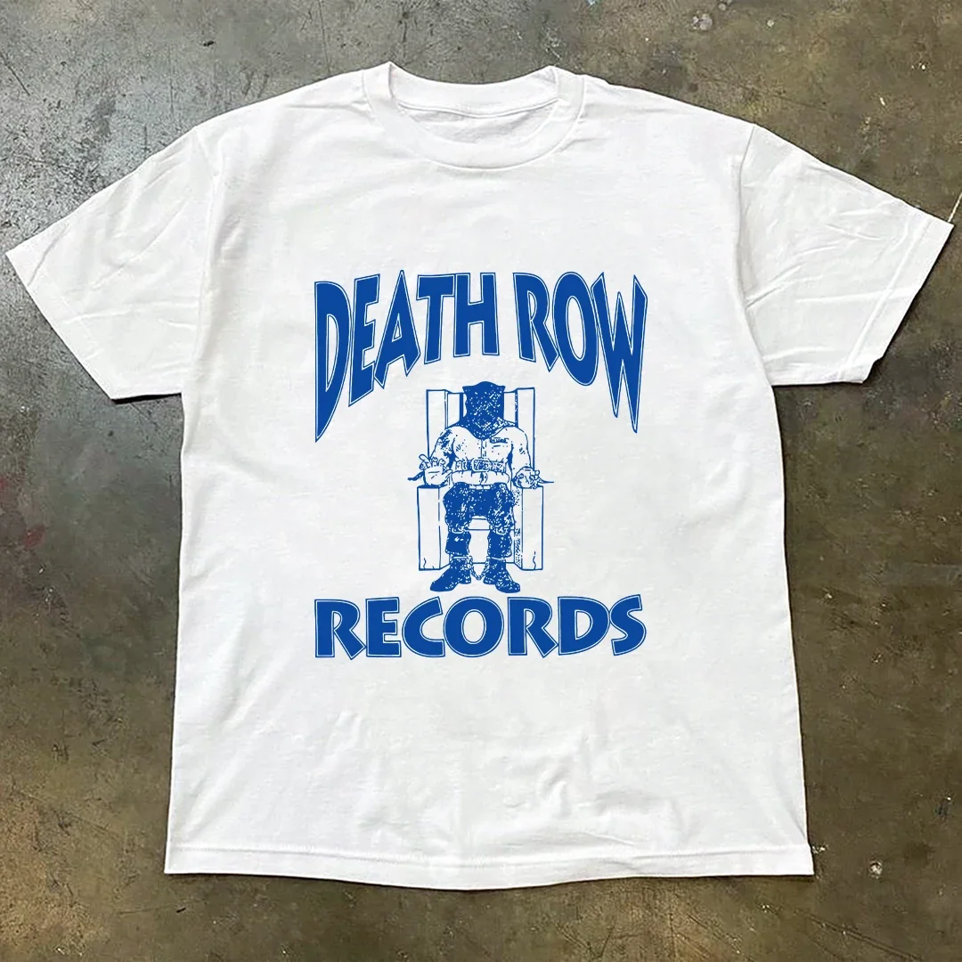 

DEATH ROW RECORDS short sleeved hip-hop rap men's cotton round neck T-shirt pure cotton 2D T-shirt