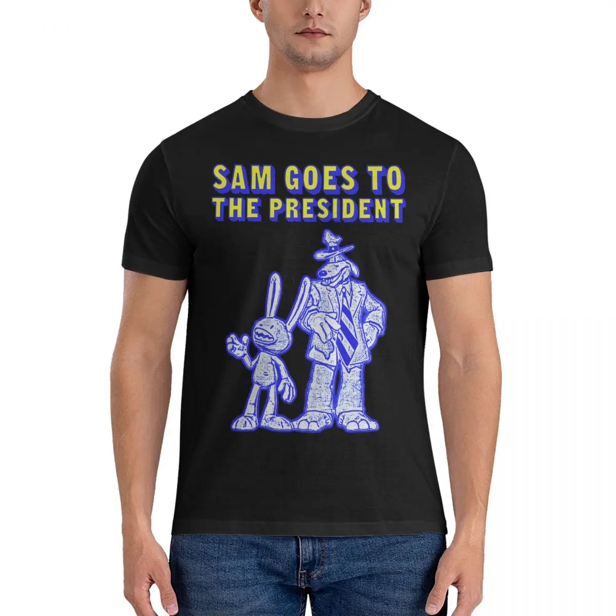 Goes To The President T Shirts Men's Pure Cotton Novelty T-Shirt Round Neck Sam And Max Hit the Road Tee Shirt Short Sleeve Tops