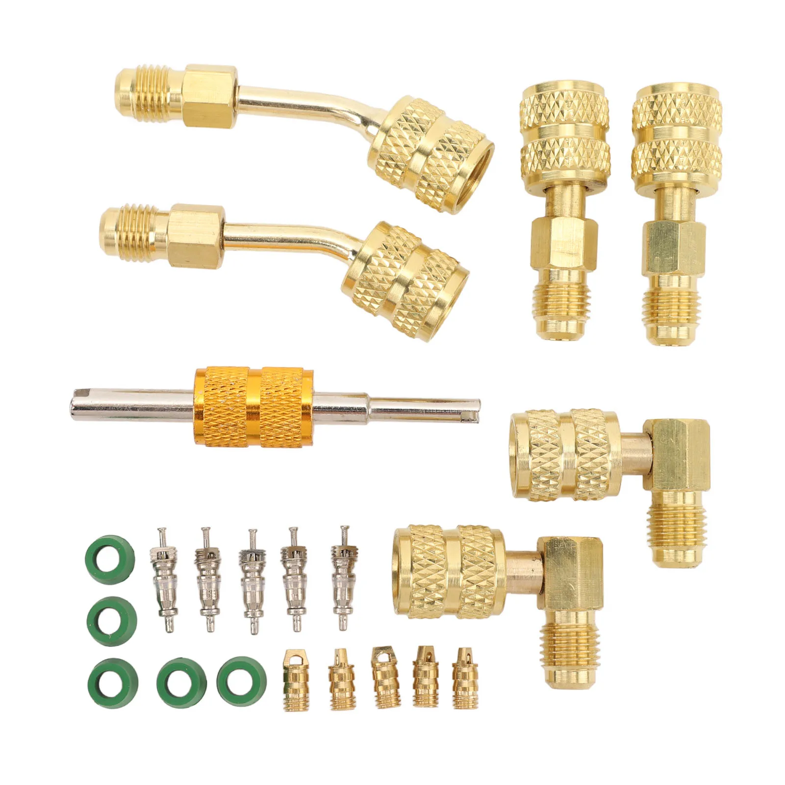 Kit de adaptador R410A con removedor de núcleo de válvula, adaptador de manguera de refrigerante HVAC de 5/16 a 1/4 pulgadas para aire acondicionado Mini Split R410A