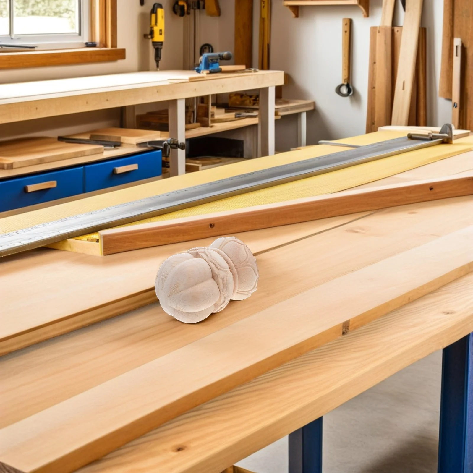 

Wooden Finials Lotus Carving Decorative Caps for Bedposts Staircase Furniture DIY Unpainted Wooden Craft Toppers