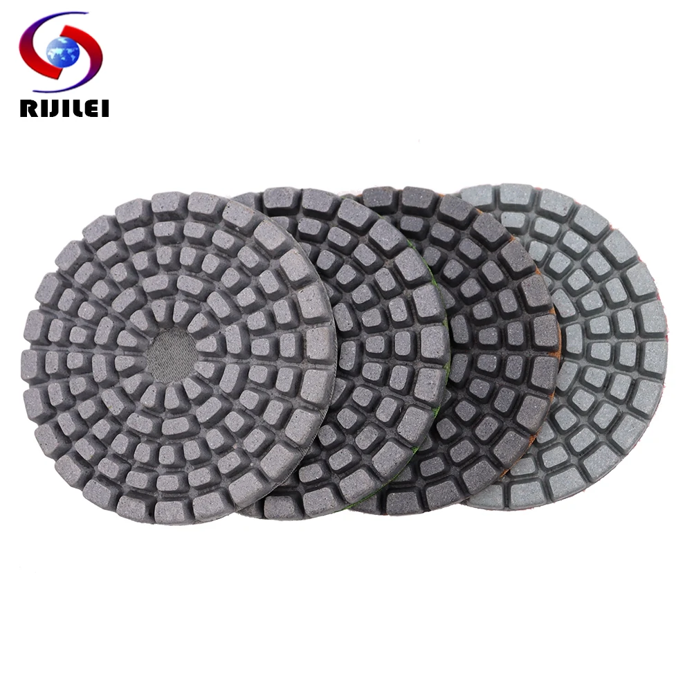 

4PCS/Set 4Inch Diamond Dry Polishing Pads For Concrete Floor Thicknees 6mm Grinding Discs Wet Polishing Granite Marble Stone