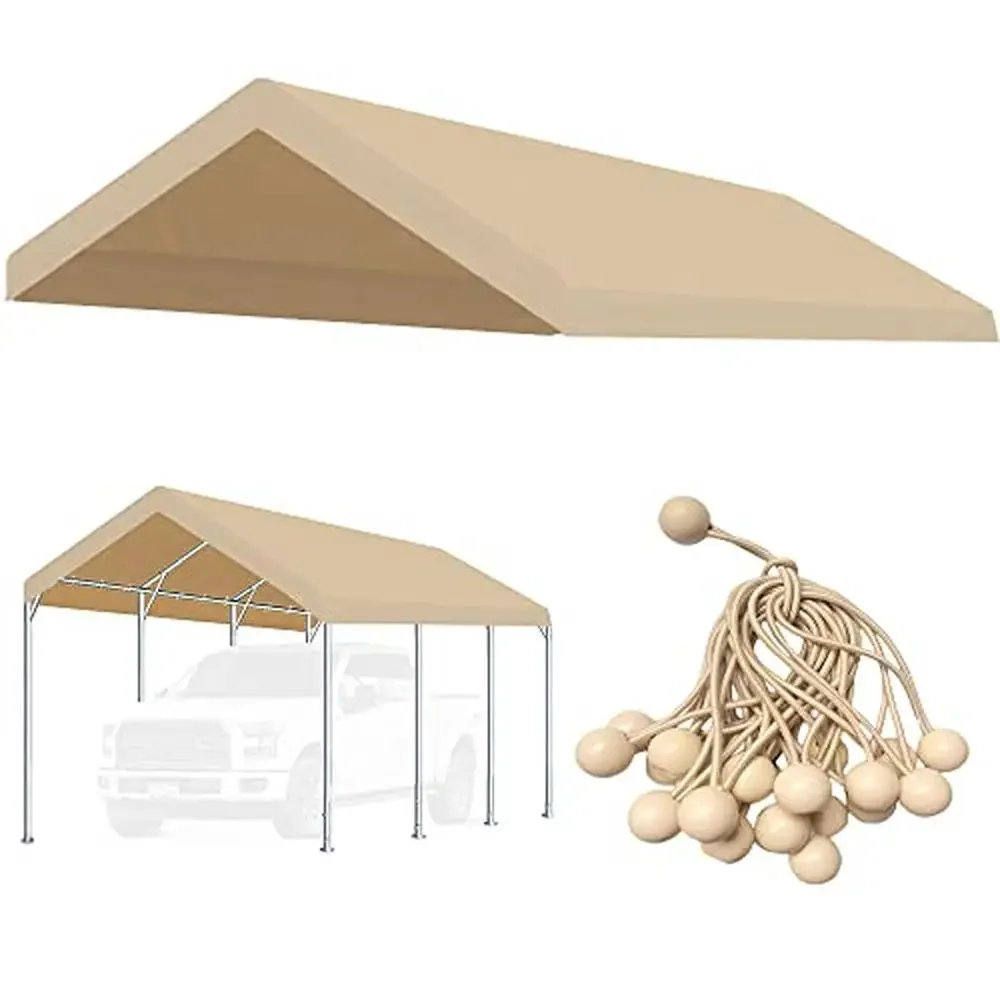 10'x20' Upgraded Carport Canopy Cover High-Quality Industrial Grade PE Fabric Waterproof & Sun Protection Ideal Carports Parties