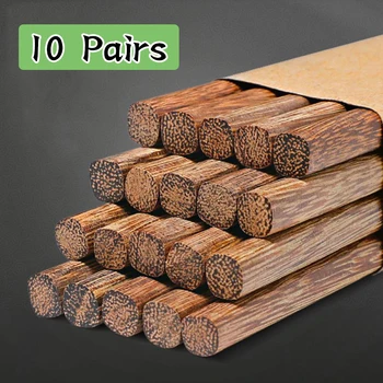 10 Pairs Natural Rosewood Chopsticks Reusable Healthy Chinese Wooden Chop Sticks Sushi…