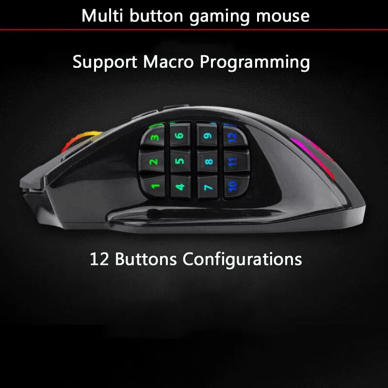 Imagem -03 - Dpi Ajustável 12 Botões Configurações com Fio 2.4g Mouse de Modo Duplo Rgb Backlight Gamer para Computador Portátil Esports Jogos 16000