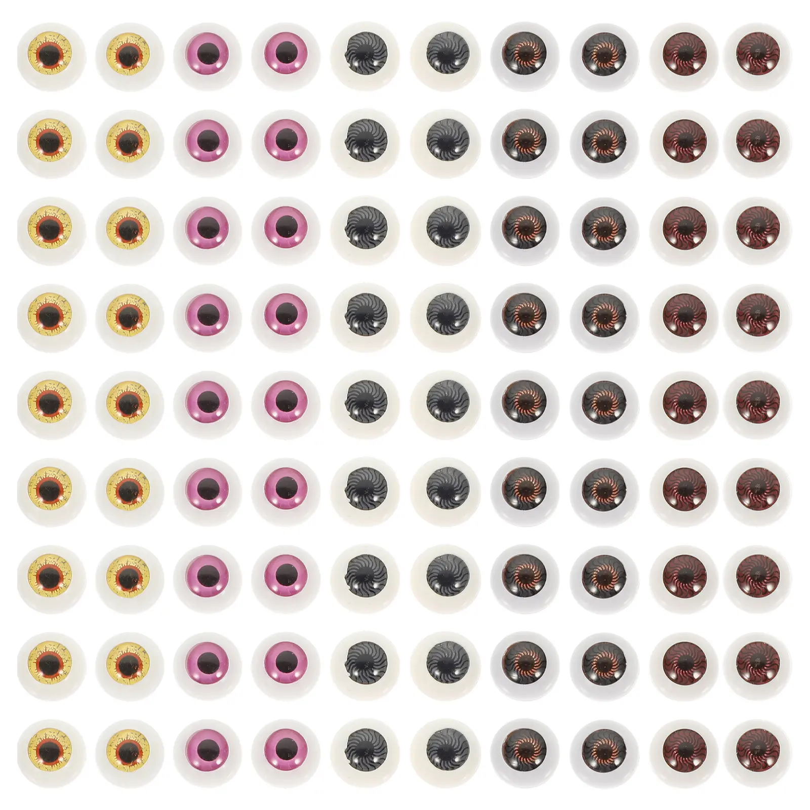 100Pcs Simulated Eyes Crafts Accessories Halloween Acrylic Safety Eyes for DIY Handmade Decorations Dly Woven Toy Materials