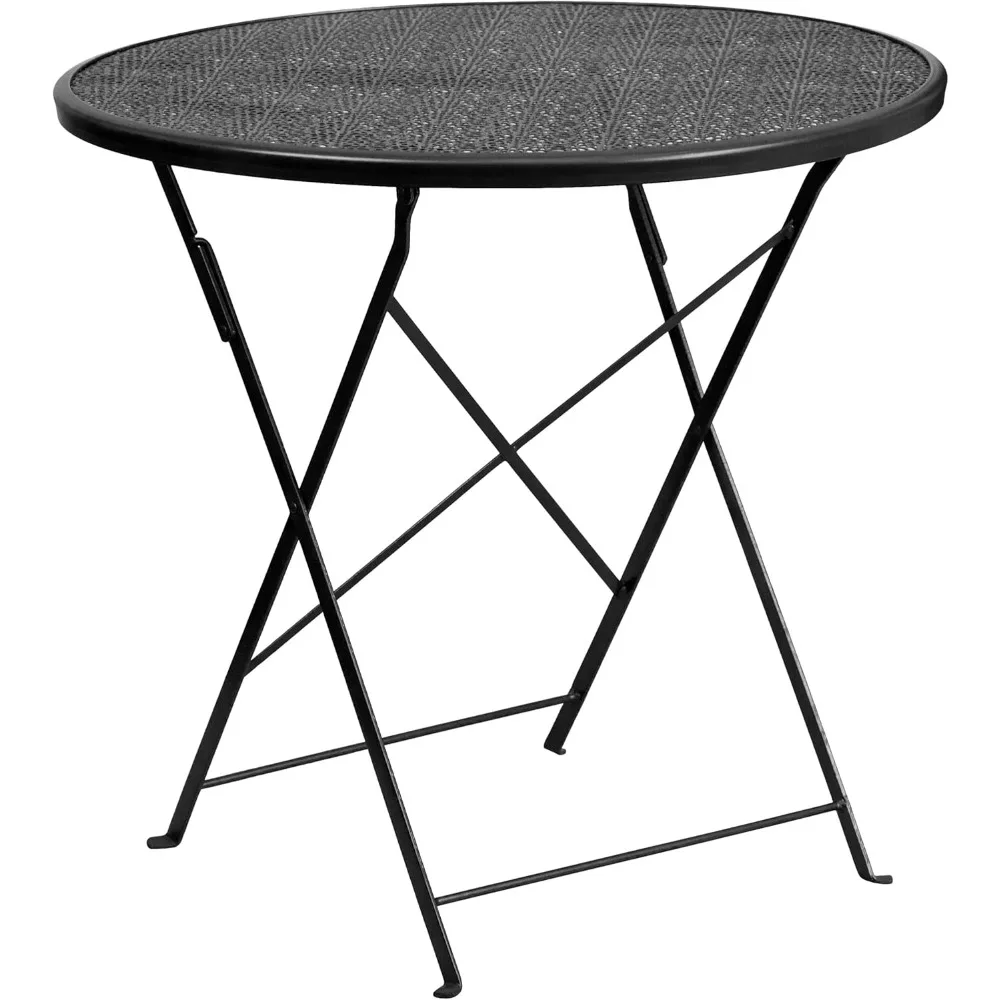 

Коммерческий складной стол для патио из стали, круглый, черный, диаметр 30 дюймов, для использования в помещении и на улице