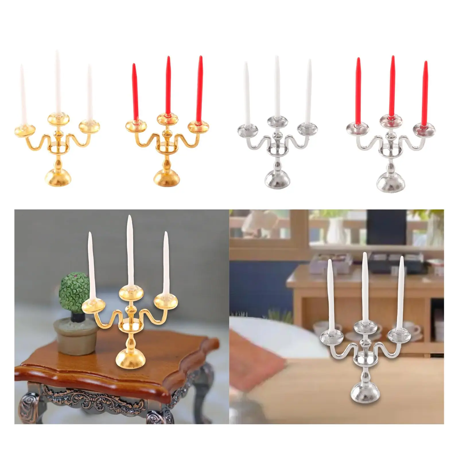 1:12 Scale Dollhouse Candle Holder Model Cute Pretend Play House Toys Miniature