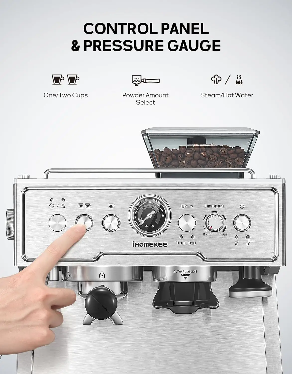 Máquina de Espresso semiautomática con molinillo, vaporizador de leche, profesional, capuchino, Latte, para el hogar