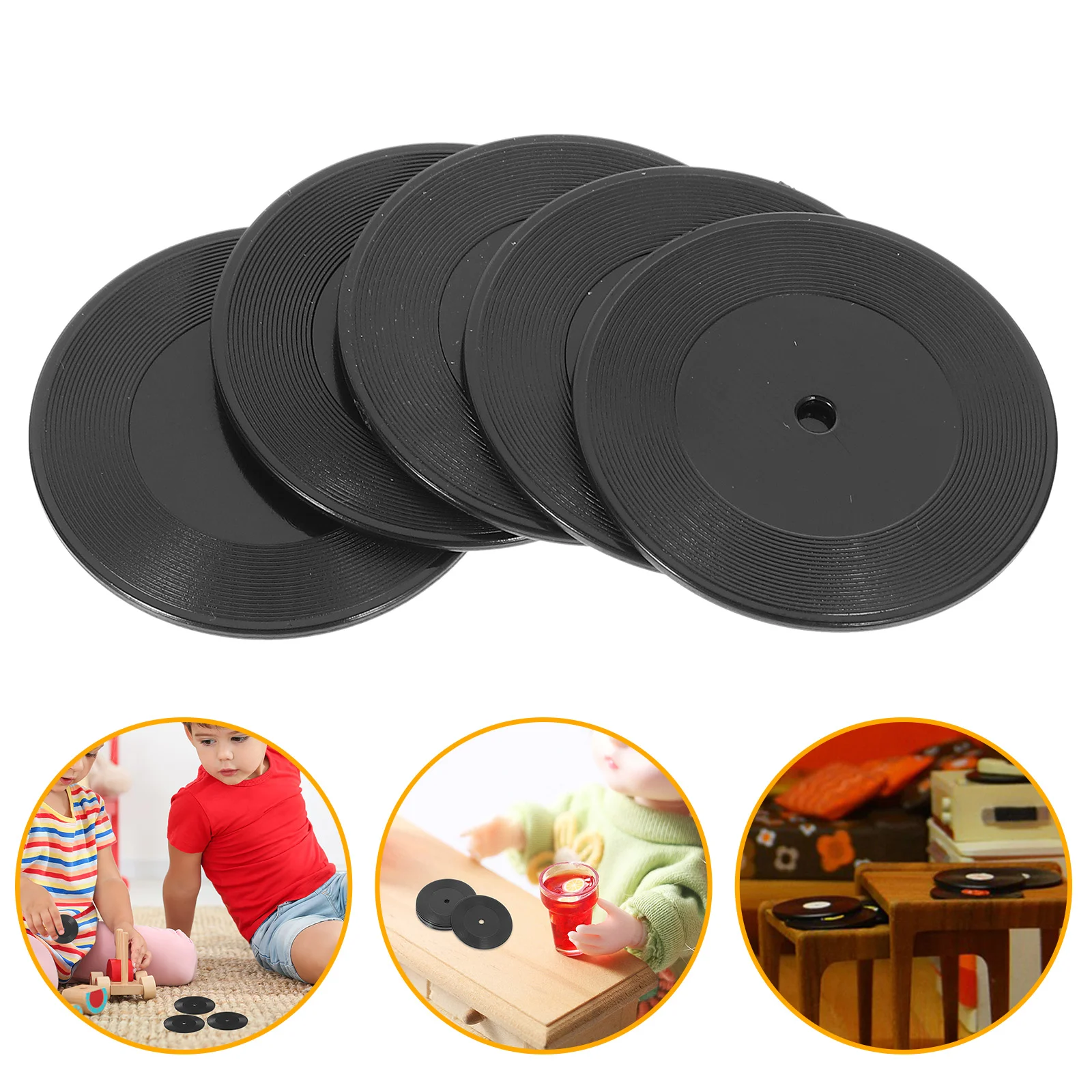 

6 Pcs Mini Record Model Desktop House Decor Layout Toy Ornament Supply Player Decoration