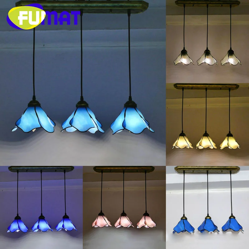 FUMAT Tiffany style stained glass simple chandelier Pendant lamp for living room dining room bedroom corridor balcony LED decor