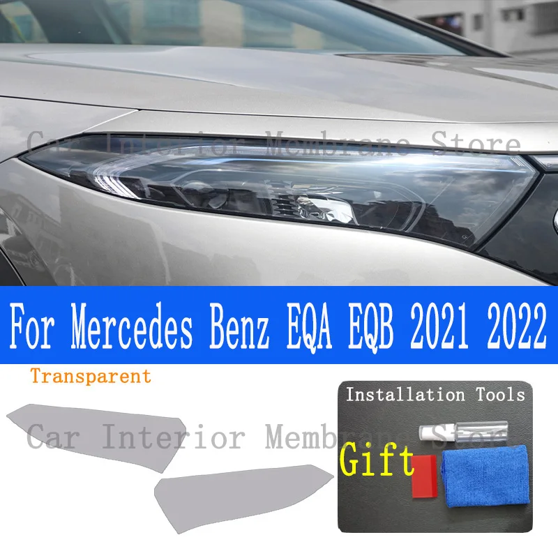 Voor Mercedes Benz EQA EQB (2021 2022) 2 Stuks Auto Koplamp Tint Gerookte Zwarte Beschermfolie Front Light TPU Sticker